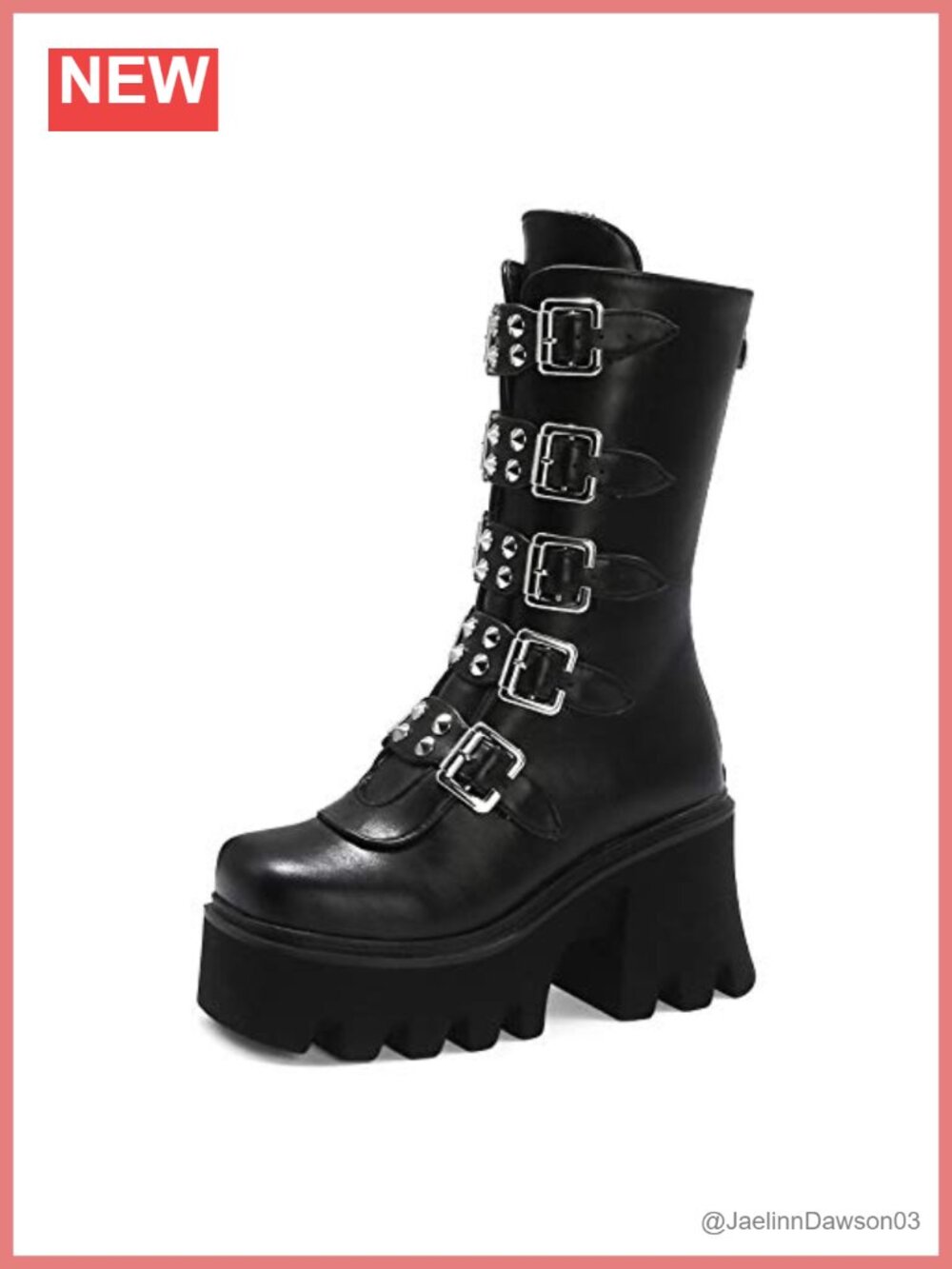 Studded Platform Combat Boots Wide Calf Punk Gothic Chunky Heel Zip